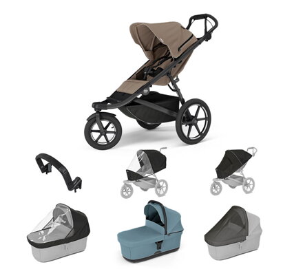 Športový kočík Thule Urban Glide 3 Tinted Taupe 7 in 1 modrá korbička