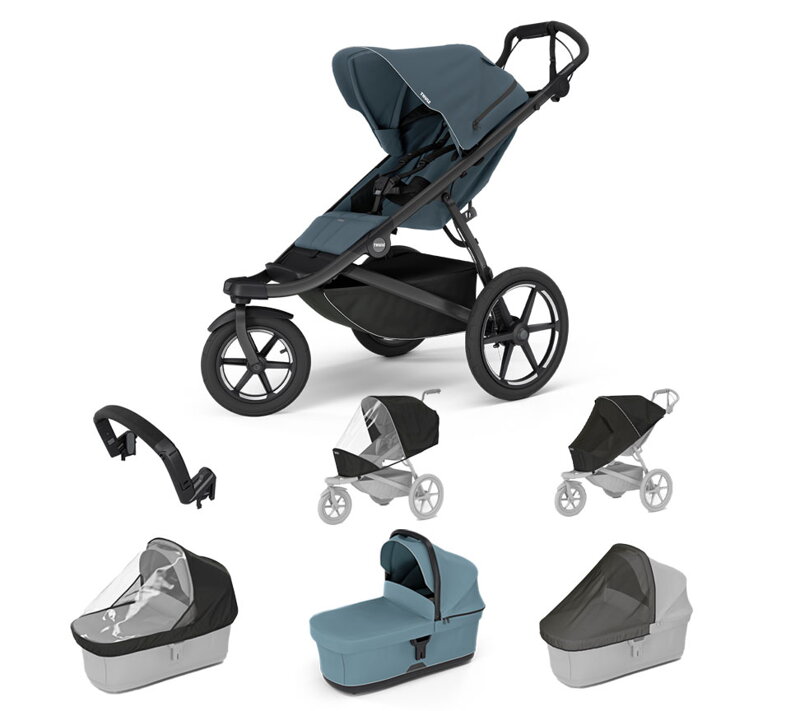 Športový kočík Thule Urban Glide 3 Dark Slate 7 in 1 svetlo modrá korbička